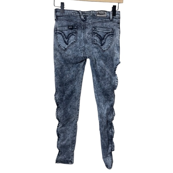 Von Dutch Vintage Acid Wash Ribbon Cut Out Jeans Size 26 100% Cotton - Picture 3 of 15